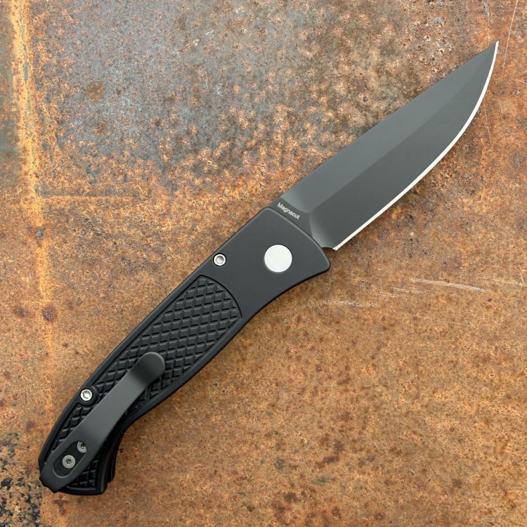 Pro-Tech Brend Classic Auto Knife - Black Diamond Texture AL - Drop Point Black CPM MagnaCut Blade